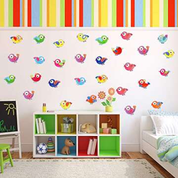 72 Pieces Boho Birds Cut-Outs Multicolor Bird Cutouts Bird Bulletin Board Decorations for Classroom Birthday Party Supply