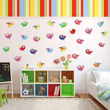72 Pieces Boho Birds Cut-Outs Multicolor Bird Cutouts Bird Bulletin Board Decorations for Classroom Birthday Party Supply
