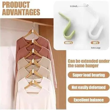 Geilihome Large Clothes Hanger Connector Hooks, 60PCS - Space-Saving Solution