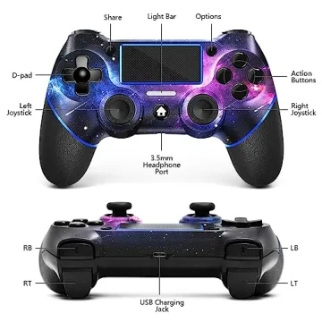 AceGamer Wireless PS4 Controller with Galaxy Design