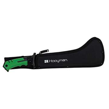 Hooyman Hook ‘em Machete with Heavy Duty Construction, Ergonomic No-Slip Handle and Belt Sheath for Gardening, Land Management, Bushcraft, Hunting and Outdoor,Black/Green
