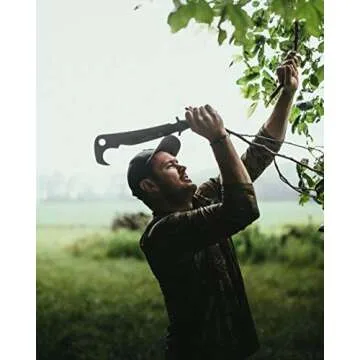 Hooyman Hook ‘em Machete with Heavy Duty Construction, Ergonomic No-Slip Handle and Belt Sheath for Gardening, Land Management, Bushcraft, Hunting and Outdoor,Black/Green