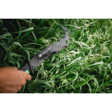 Hooyman Hook ‘em Machete with Heavy Duty Construction, Ergonomic No-Slip Handle and Belt Sheath for Gardening, Land Management, Bushcraft, Hunting and Outdoor,Black/Green
