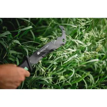 Hooyman Hook ‘em Machete with Heavy Duty Construction, Ergonomic No-Slip Handle and Belt Sheath for Gardening, Land Management, Bushcraft, Hunting and Outdoor,Black/Green