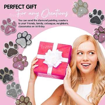 10 pcs Dog Paw Diamond Painting Coasters | Craft Gift