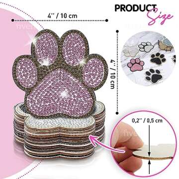 10 pcs Dog Paw Diamond Painting Coasters | Craft Gift