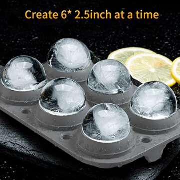 Ice Ball Maker, Round Ice Cube Mold, Easy Release 2.5” Whiskey Ice Mold with Lid & Funnel, Silicon...