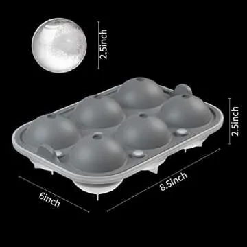 Ice Ball Maker, Round Ice Cube Mold, Easy Release 2.5” Whiskey Ice Mold with Lid & Funnel, Silicone Ice Cube Tray for Cocktail & Bourbon1