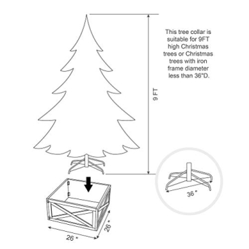 Glitzhome 26" Red Wooden Christmas Tree Collar - Elegant Decor