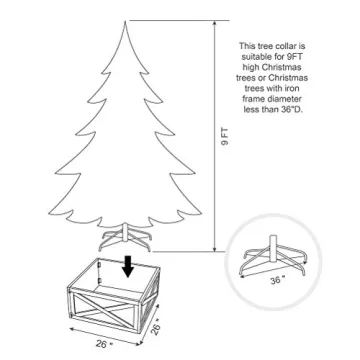 Glitzhome 26" Red Wooden Christmas Tree Collar - Elegant Decor