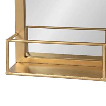 Kate and Laurel Jackson Modern Glam Metal Frame Mirror and Shelf, Gold 18x40