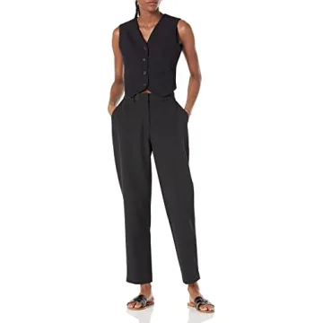The Drop Sadie Cropped Slim Vest for Women in Black