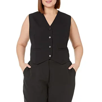 The Drop Sadie Cropped Slim Vest for Women in Black