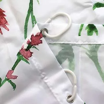 Riyidecor Botanical Shower Curtain for Bathdroom 72Wx72H Inch Watercolor Wildflower Shower Curtains Floral Leaves Plant Flower Girl Bathroom Accessories Women Fabric Waterproof 12 Plastic Shower Hooks