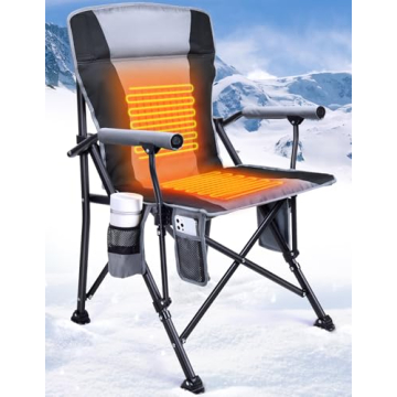 Docusvect Heated Camping Chair - Comfortable Outdoor Seating with Dual Heating Zones and Storage Sol...