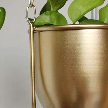 ANZOME Hoobbii Hanging Plant-Metal Plant Hanger, Simple Modern Planter, Hanging Plant for Indoor Plants, Home Decoration Hanging Flower Pot (Gold)