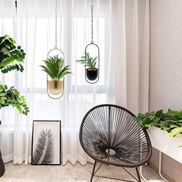 ANZOME Hoobbii Hanging Plant-Metal Plant Hanger, Simple Modern Planter, Hanging Plant for Indoor Plants, Home Decoration Hanging Flower Pot (Gold)