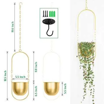 ANZOME Hoobbii Hanging Plant-Metal Plant Hanger, Simple Modern Planter, Hanging Plant for Indoor Plants, Home Decoration Hanging Flower Pot (Gold)