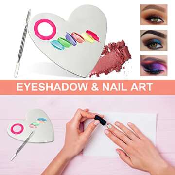 Necitorix Mixing Palette, Stainless Steel Makeup Foundation Mixing tray, Makeup Tool for Mixing Nail Gel Polish, Cosmestic (Heart Small)