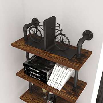 HOMEKAYT Industrial Pipe Shelf - Rustic Wall Storage Decor
