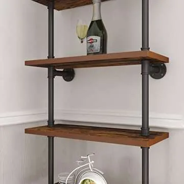 HOMEKAYT Industrial Pipe Shelf - Rustic Wall Storage Decor