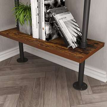 HOMEKAYT Industrial Pipe Shelf - Rustic Wall Storage Decor