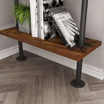 HOMEKAYT Industrial Pipe Shelf - Rustic Wall Storage Decor