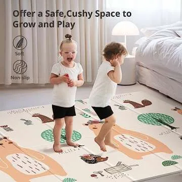 UANLAUO Foldable Baby Play Mat, Extra Large Waterproof Activity Playmats for Babies,Toddlers, Infants, Play & Tummy Time, Foam Baby Mat for Floor with Travel Bag (Bear(71x59x0.4inch))