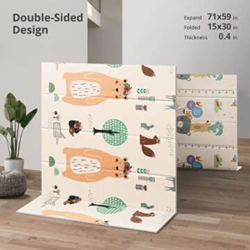 UANLAUO Foldable Baby Play Mat, Extra Large Waterproof Activity Playmats for Babies,Toddlers, Infants, Play & Tummy Time, Foam Baby Mat for Floor with Travel Bag (Bear(71x59x0.4inch))