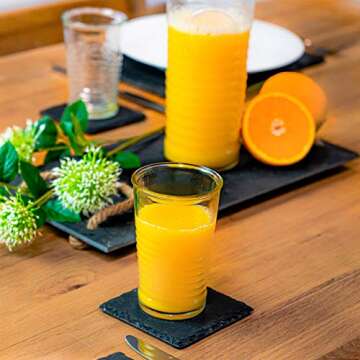 Bormioli Rocco Officina Water Glasses – Set Of 4 Clear Drinking Tumblers With Textured Ring Design & Vintage Stamp Logo – 11oz High Capacity Tall Cups For Soda, Juice, Milk, Coke, Beer, Spirits