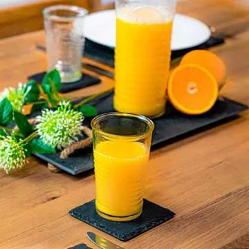 Bormioli Rocco Officina Water Glasses – Set Of 4 Clear Drinking Tumblers With Textured Ring Design & Vintage Stamp Logo – 11oz High Capacity Tall Cups For Soda, Juice, Milk, Coke, Beer, Spirits