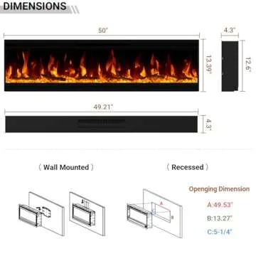 Ultra-Thin 50 inch Electric Fireplace Perfect for Any Space