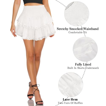 MIYIEONZ High Waist Ruffle Mini Skirt for Women