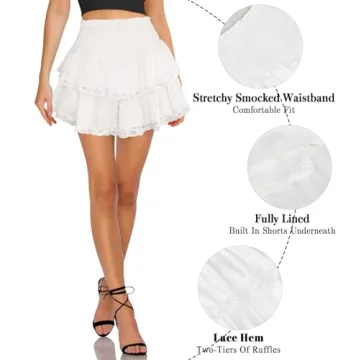 MIYIEONZ High Waist Ruffle Mini Skirt for Women