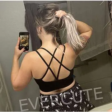 Evercute Cross Back Sport Bras Padded Strappy Criss Cross Cropped Bras for Yoga Workout Fitness Low Impact