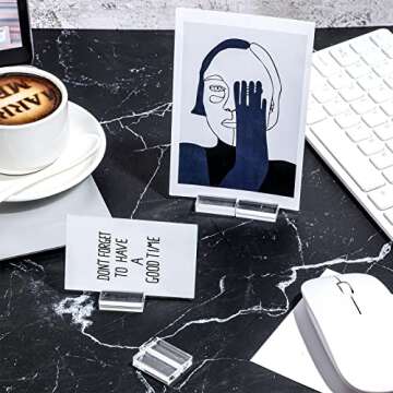 Acrylic Place Card Holders 1.2 Inch Name Card Holder Stands Clear Table Number Stands Wedding Sign Holders Card Display Stand for Table Wedding Photos Office Menu Meeting (100 Pieces)