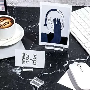 Acrylic Place Card Holders 1.2 Inch Name Card Holder Stands Clear Table Number Stands Wedding Sign Holders Card Display Stand for Table Wedding Photos Office Menu Meeting (100 Pieces)