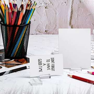 Acrylic Place Card Holders 1.2 Inch Name Card Holder Stands Clear Table Number Stands Wedding Sign Holders Card Display Stand for Table Wedding Photos Office Menu Meeting (100 Pieces)