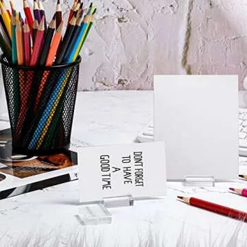 Acrylic Place Card Holders 1.2 Inch Name Card Holder Stands Clear Table Number Stands Wedding Sign Holders Card Display Stand for Table Wedding Photos Office Menu Meeting (100 Pieces)