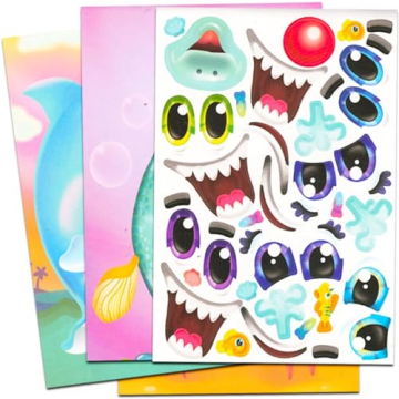 Fun Make a Face Sticker Books for Kids Ages 3-10 - Set of 3