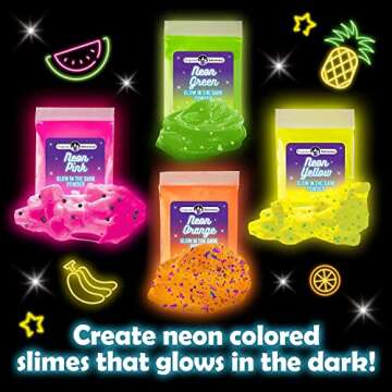 Original Stationery Glow in The Dark Slime Kit for Boys to Make Neon Crunchy Slime, Floam and Jelly Cube Slime, 39 Piece Kit with Lots of Glitter Add in’s, Slime Kit Gifts for Girls 10-12 Years Old
