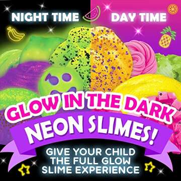Original Stationery Glow in The Dark Slime Kit for Boys to Make Neon Crunchy Slime, Floam and Jelly Cube Slime, 39 Piece Kit with Lots of Glitter Add in’s, Slime Kit Gifts for Girls 10-12 Years Old