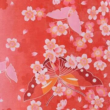 Kimura Jitsugyo Women's Kyoto Traditional Easy Wearing Kawaii Yukata Robe(Japanese Casual Kimono) Cherry blossoms & Butterfly Set 2 Medium Woman
