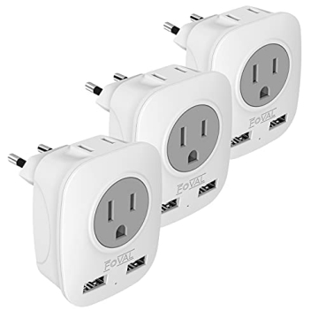 FOVAL EU Power Adapter 4-in-1 for European Travel