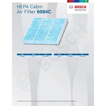 Bosch HEPA Cabin Air Filter for Chrysler 200 and Jeep