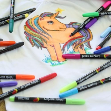 Zenacolor 20 Fabric Markers Permanent Vibrant Colors