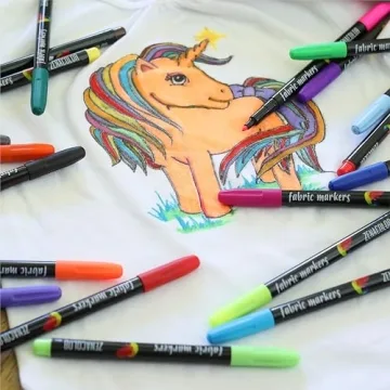 Zenacolor 20 Fabric Markers Permanent Vibrant Colors