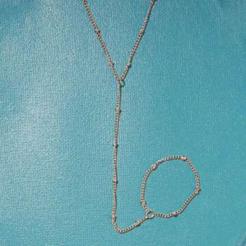 Yheakne Boho Satellite Finger Ring Bracelet Gold Ring Wrist Bracelet Hand Chain Vintage Ball Slave Bracelet Minimalist Satellite Dotted Chain Bracelet Jewelry for Women