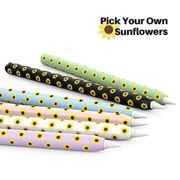 NIUTRENDZ Sunflower Case for Apple Pencil 2nd Generation Case Cover Silicone Protective Sleeve Accessories with 10pcs Apple Pencil Tips Cover (Black)