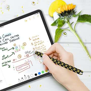 NIUTRENDZ Sunflower Case for Apple Pencil 2nd Generation Case Cover Silicone Protective Sleeve Accessories with 10pcs Apple Pencil Tips Cover (Black)